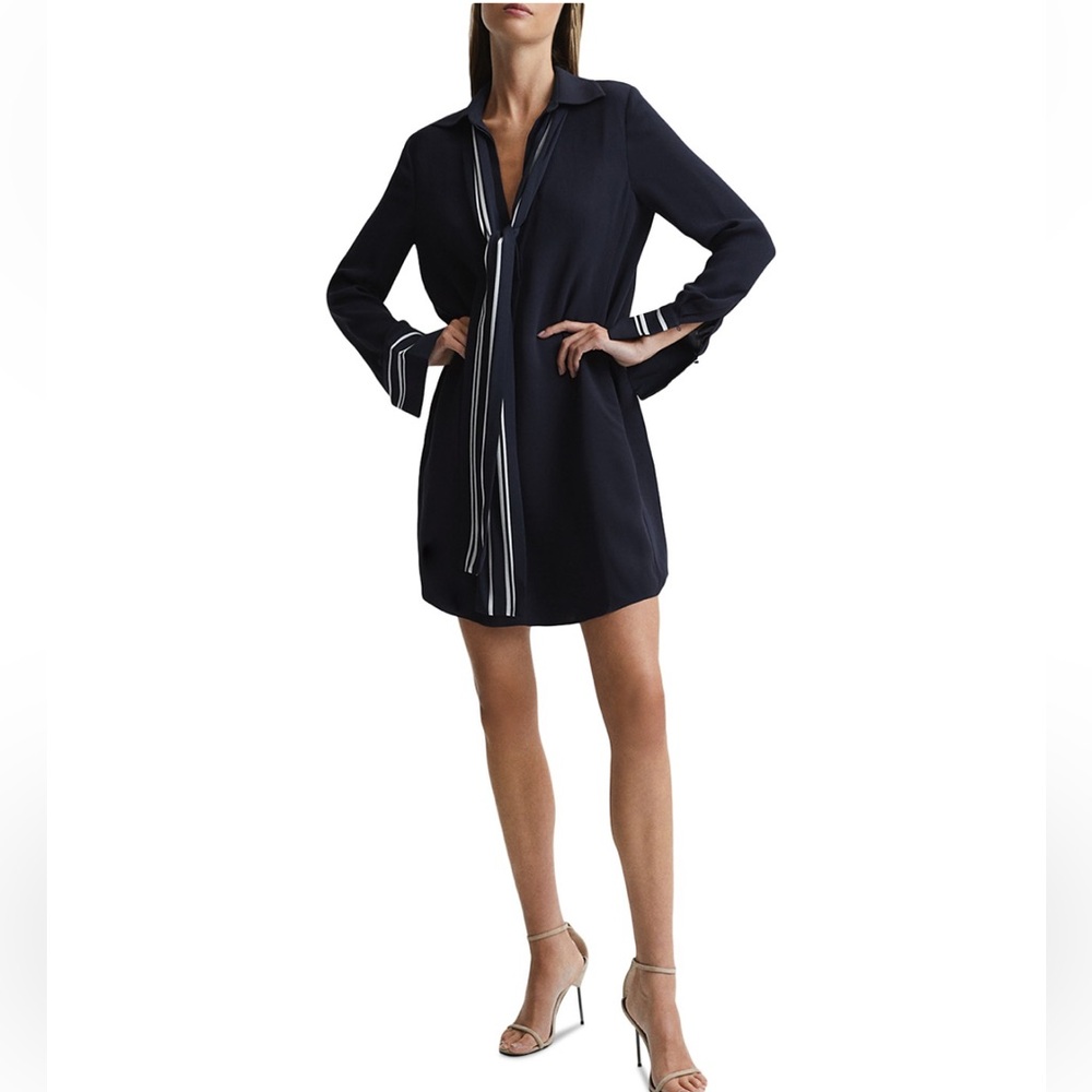 Reiss Navy and Cream Dress
